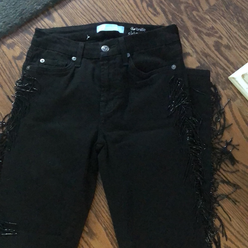 FAM 7 Black jeans with fringe